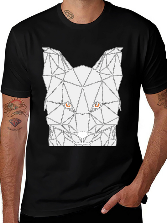 Geometric Wolf Graphic Tee - Modern Style