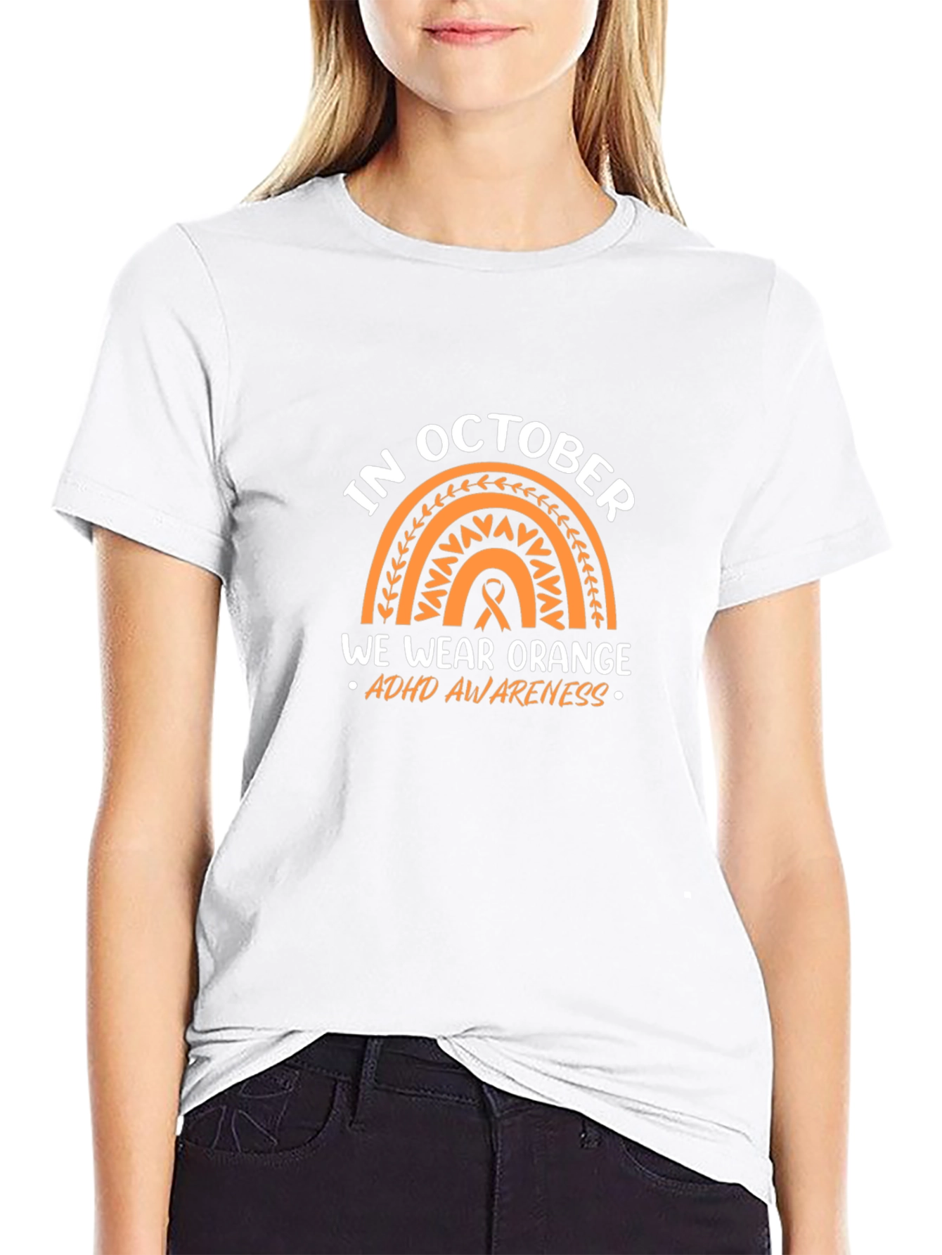 October ADHD Awareness Orange Rainbow T-Shirt