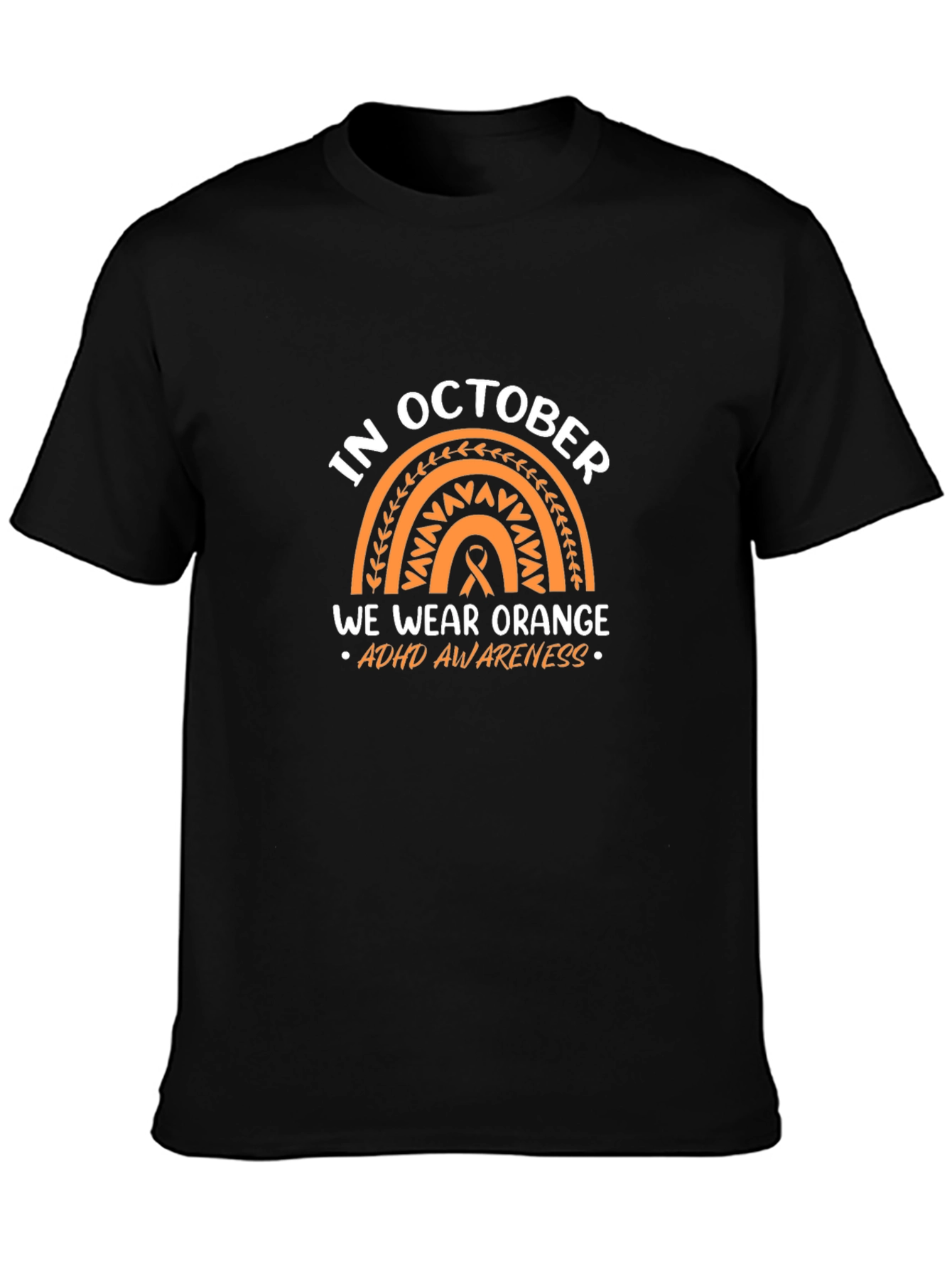 October ADHD Awareness Orange Rainbow T-Shirt