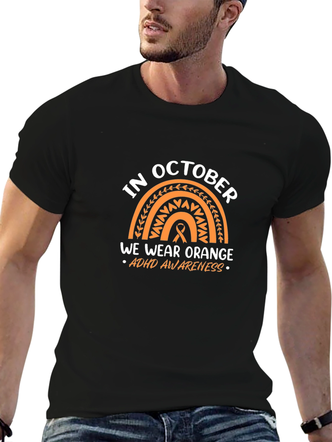 October ADHD Awareness Orange Rainbow T-Shirt