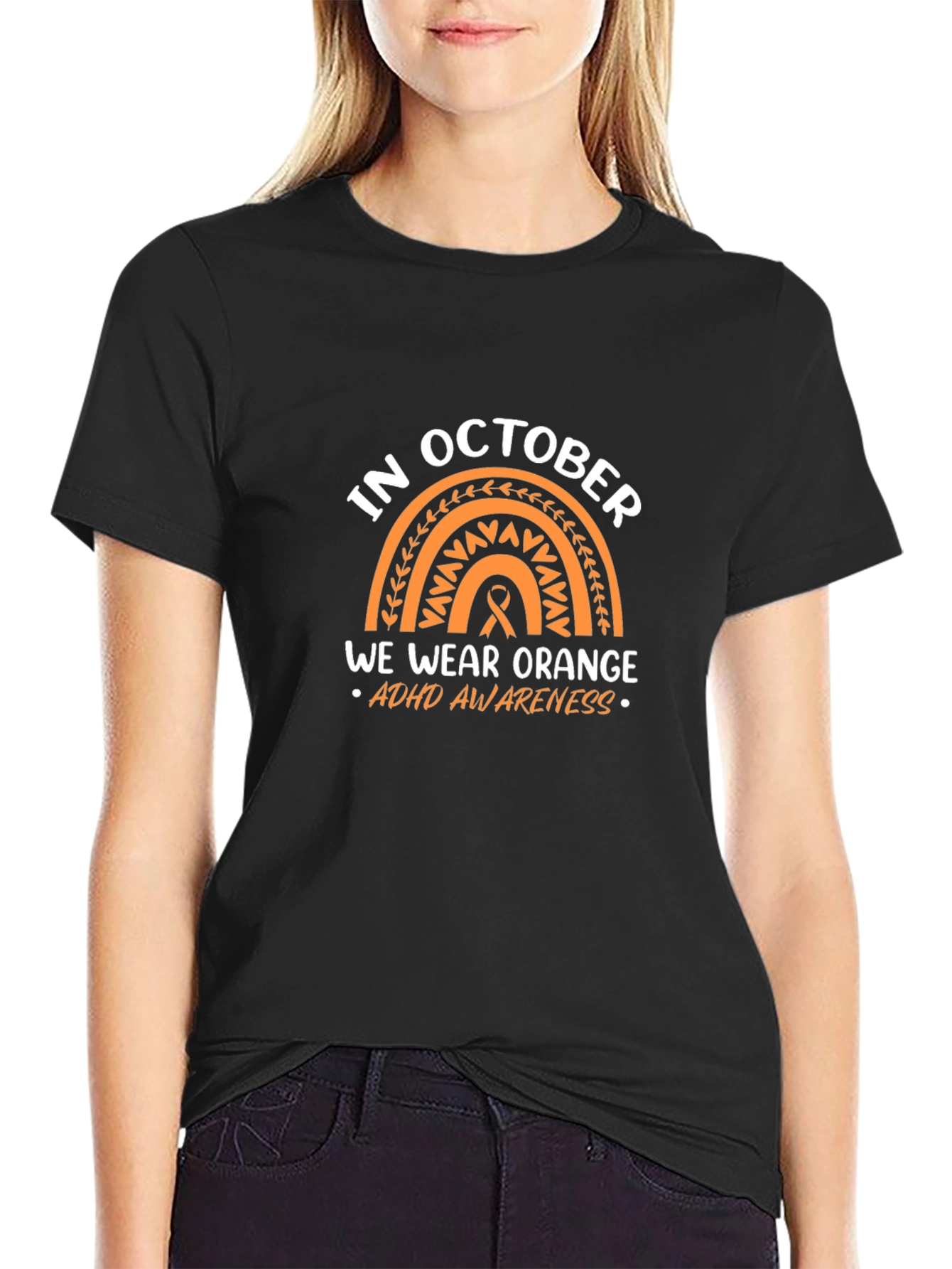 October ADHD Awareness Orange Rainbow T-Shirt