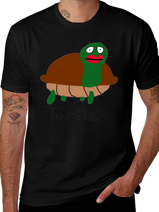 Funny Turtle Graphic Black T-Shirt