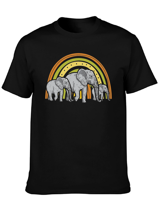 Elephant Family Rainbow Graphic Tee - Black