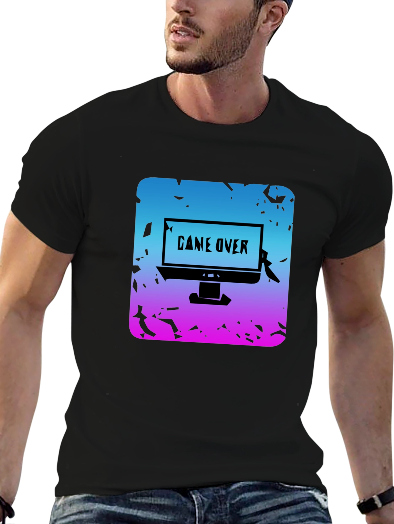Game Over Graphic Tee - Gamer Style Black T-Shirt