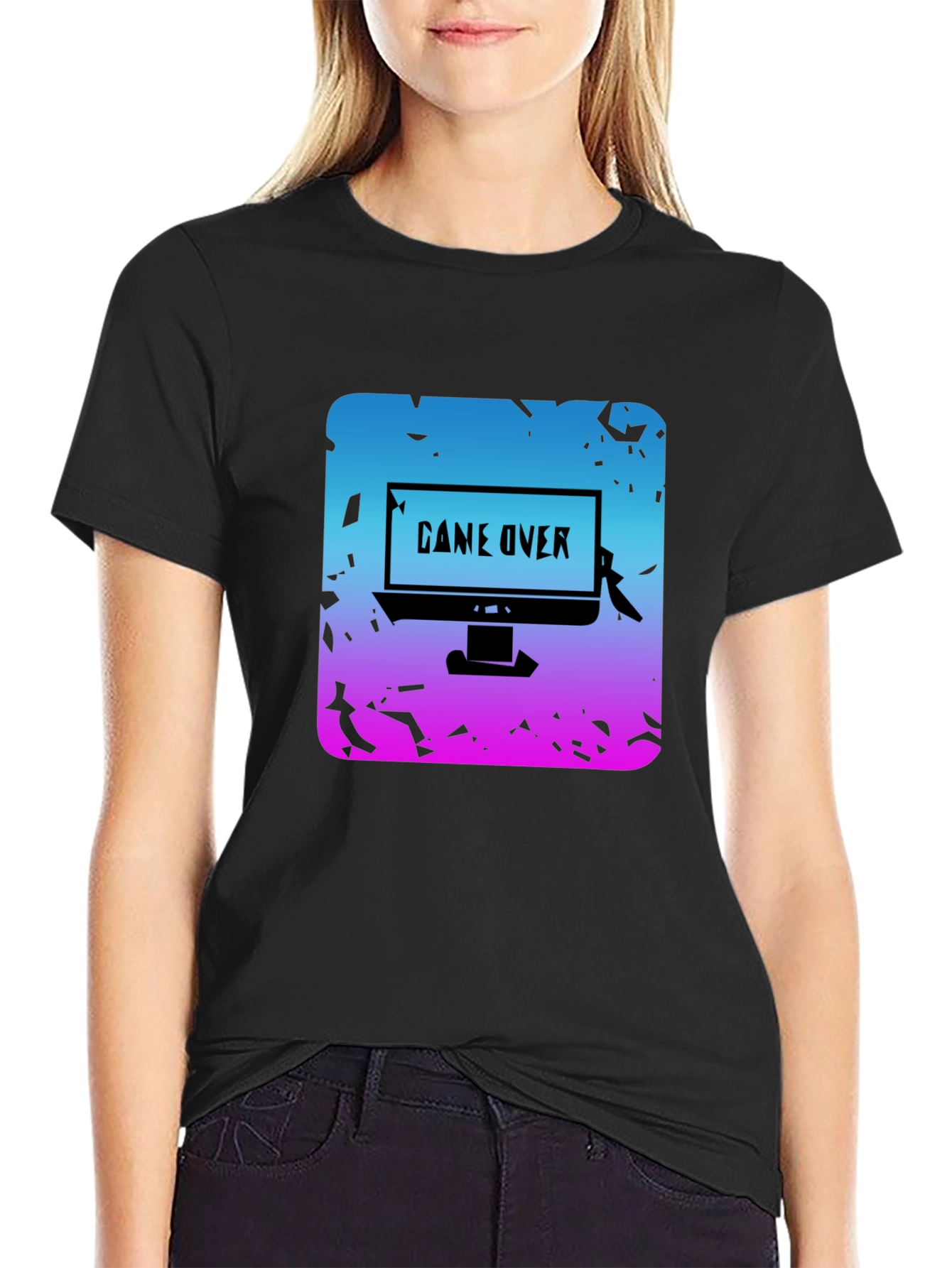 Game Over Graphic Tee - Gamer Style Black T-Shirt