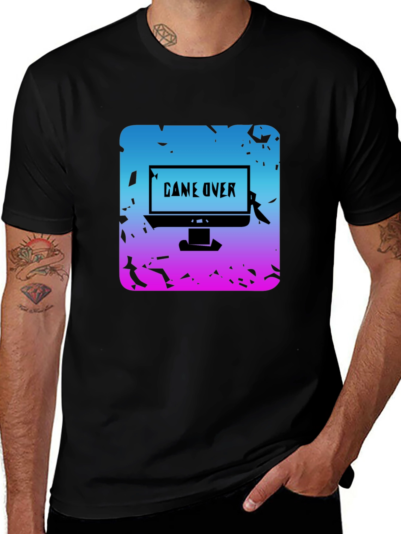 Game Over Graphic Tee - Gamer Style Black T-Shirt