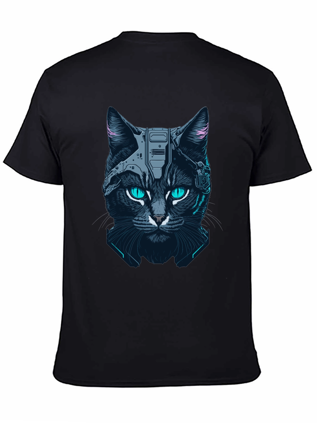 Cyber Cat Graphic Tee - Black T-Shirt