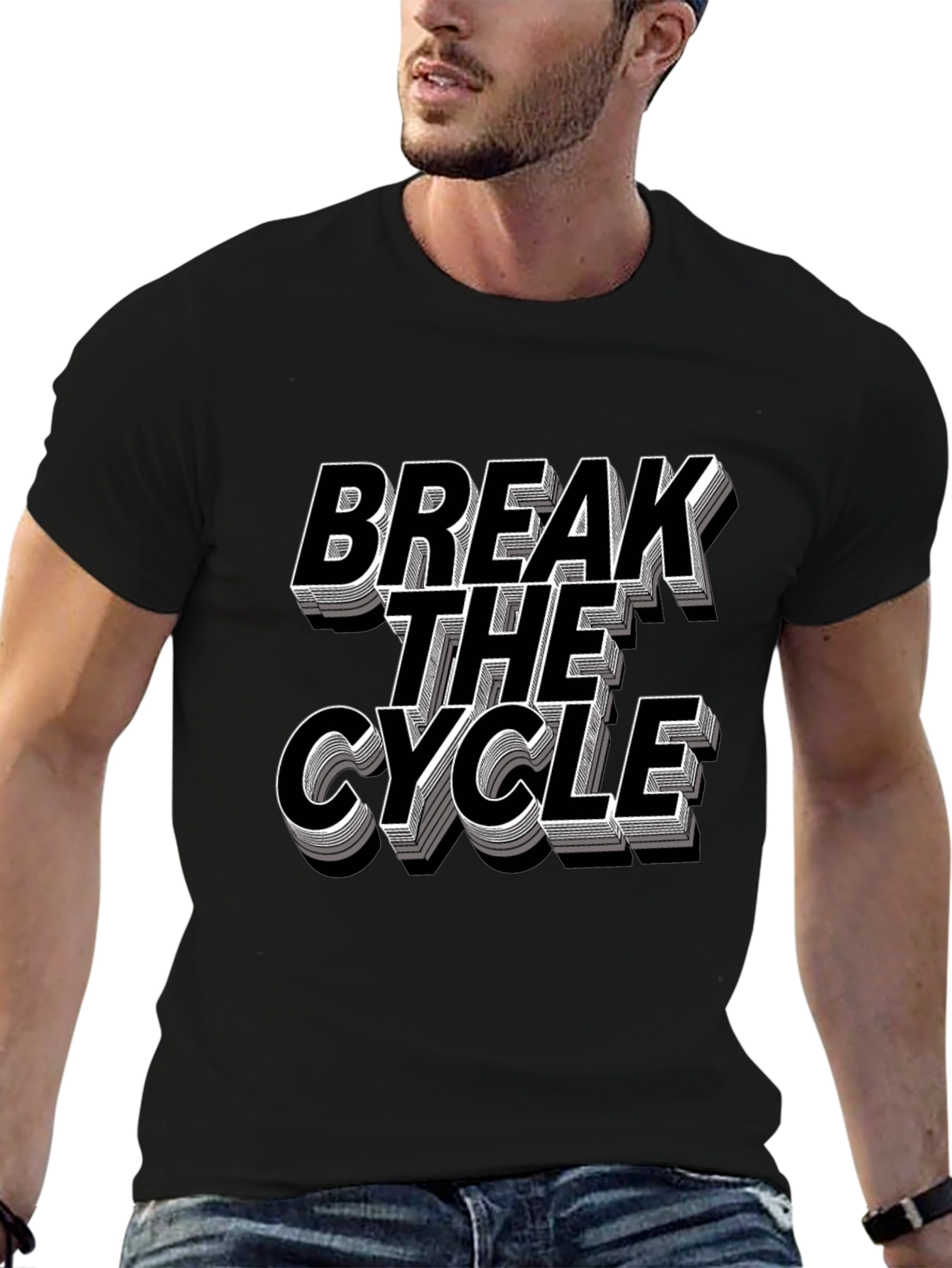 Break the Cycle Graphic T-Shirt - Black Cotton Blend