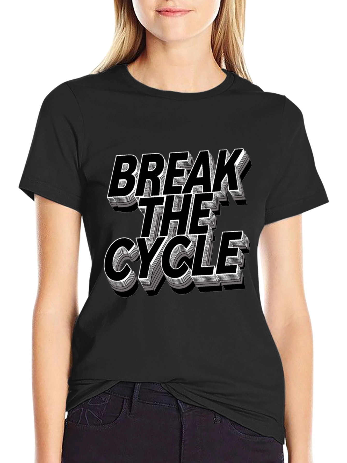 Break the Cycle Graphic T-Shirt - Black Cotton Blend
