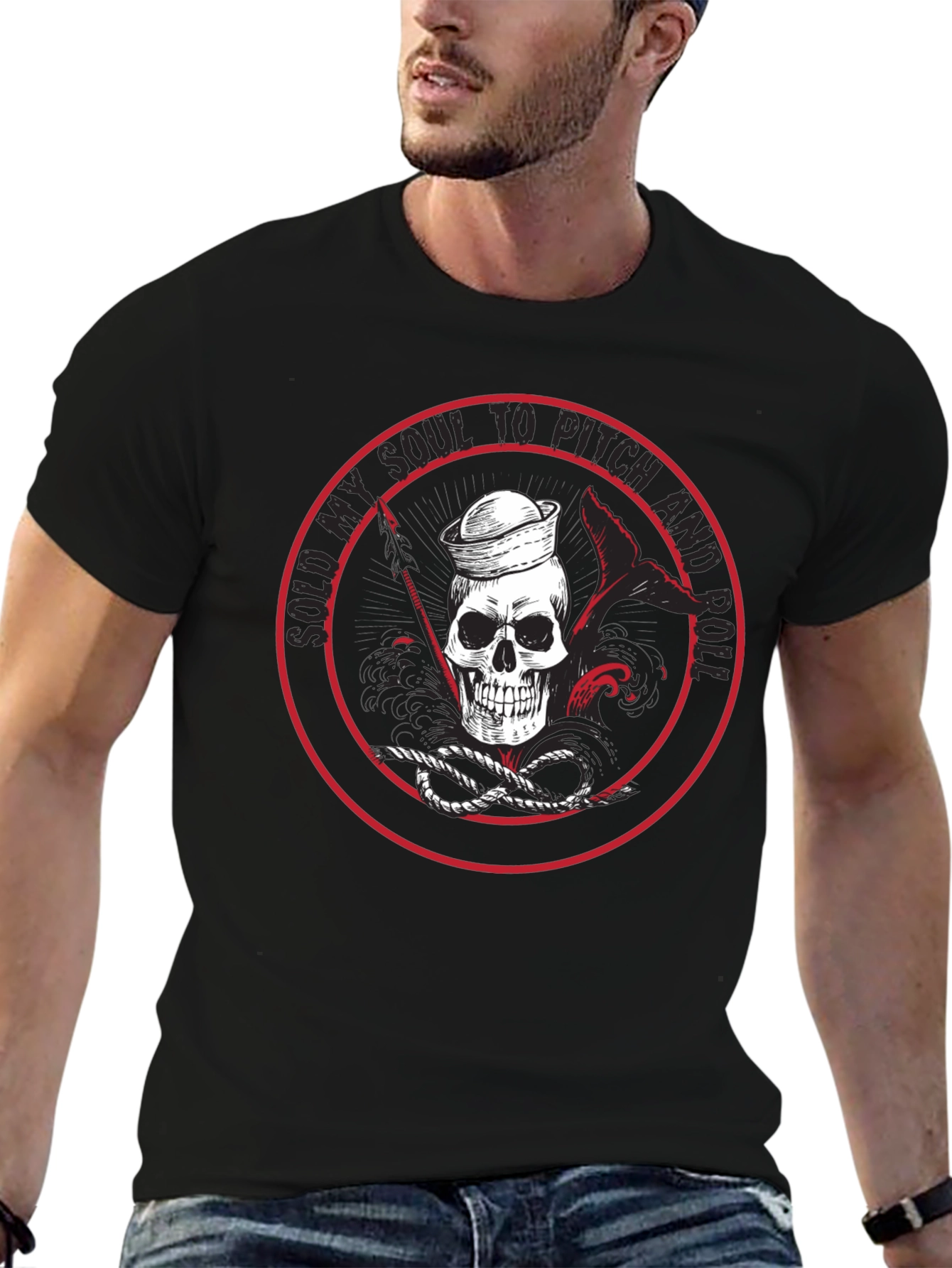 Rock and Roll Skull Graphic T-Shirt