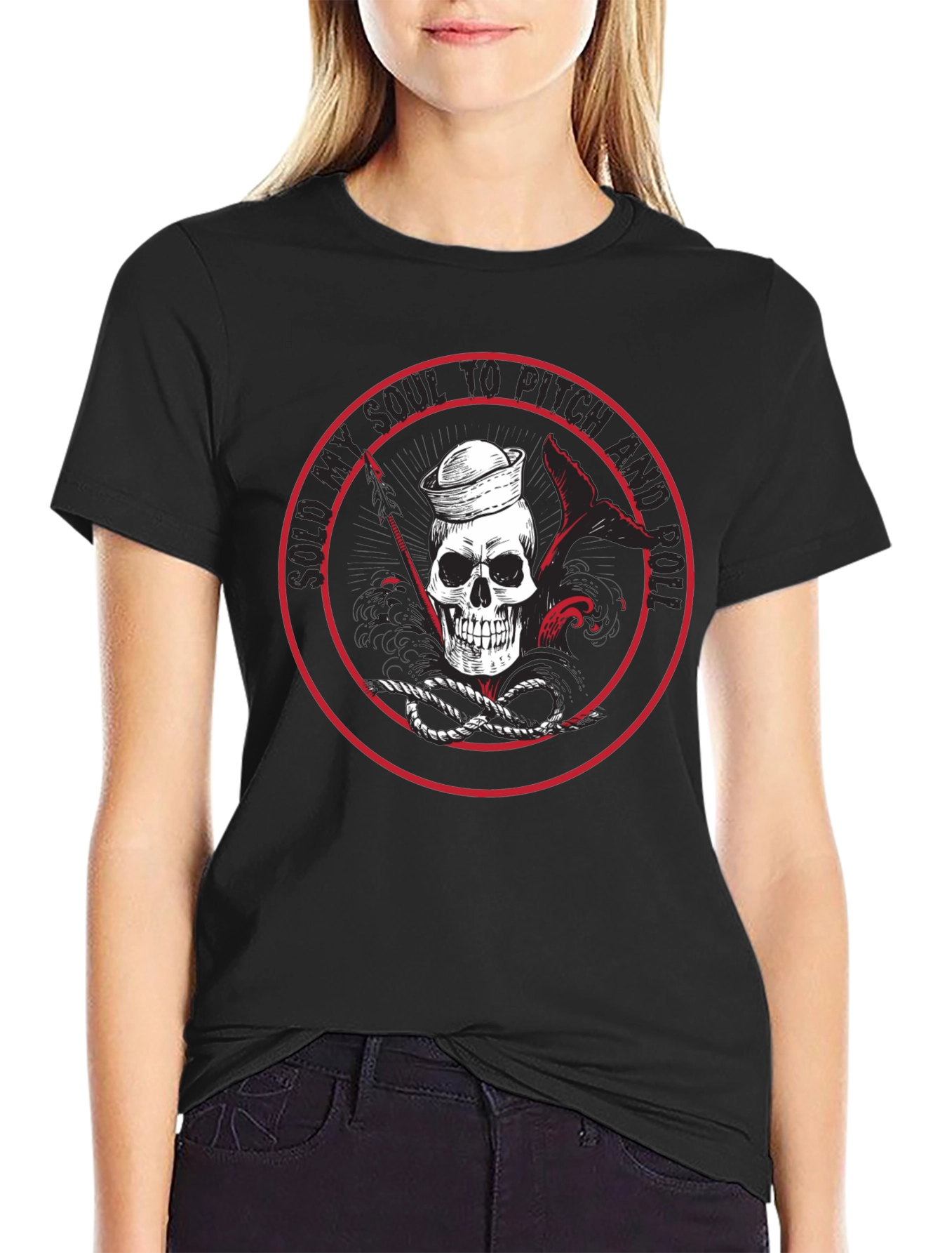 Rock and Roll Skull Graphic T-Shirt