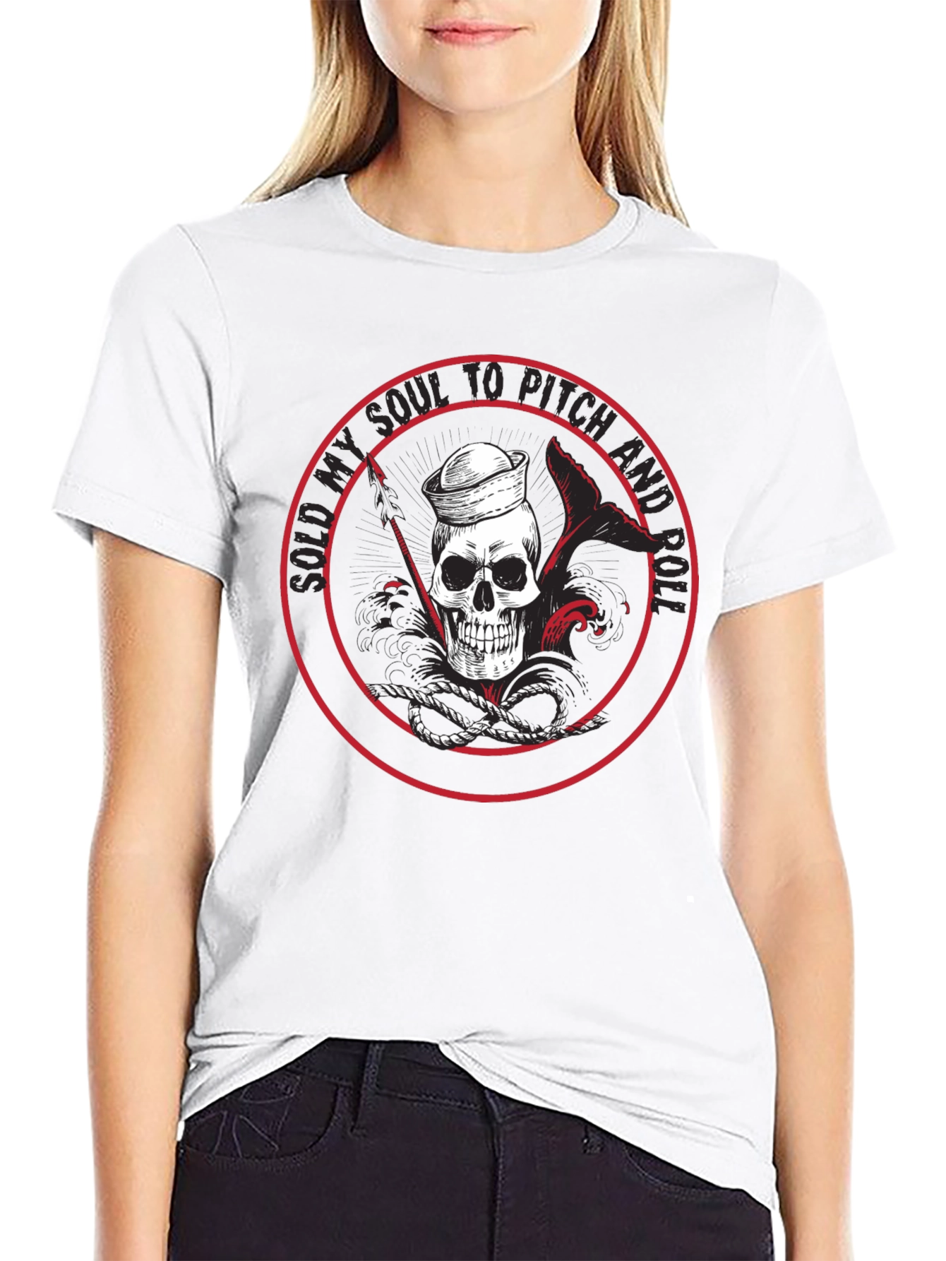 Rock and Roll Skull Graphic T-Shirt
