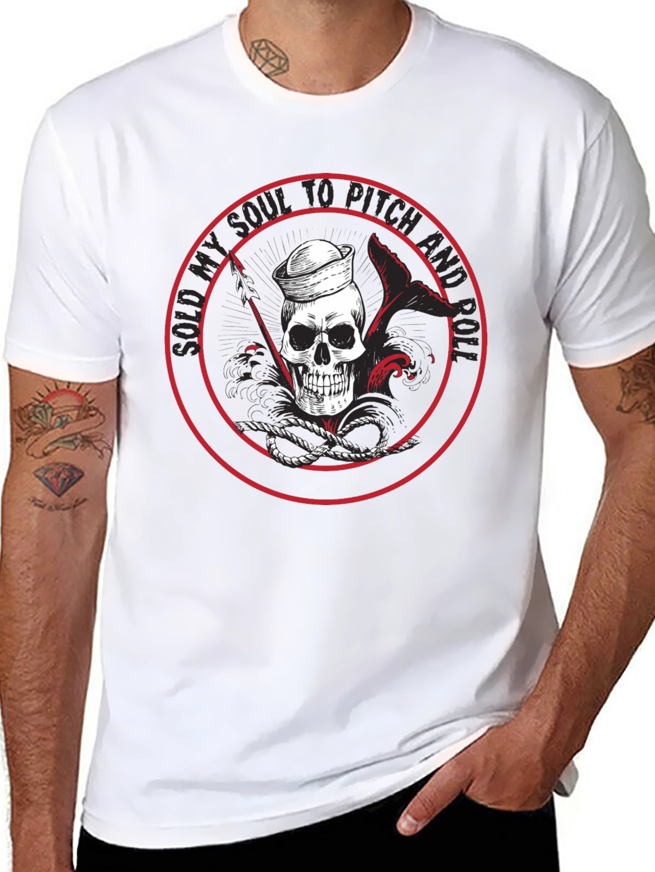 Rock and Roll Skull Graphic T-Shirt