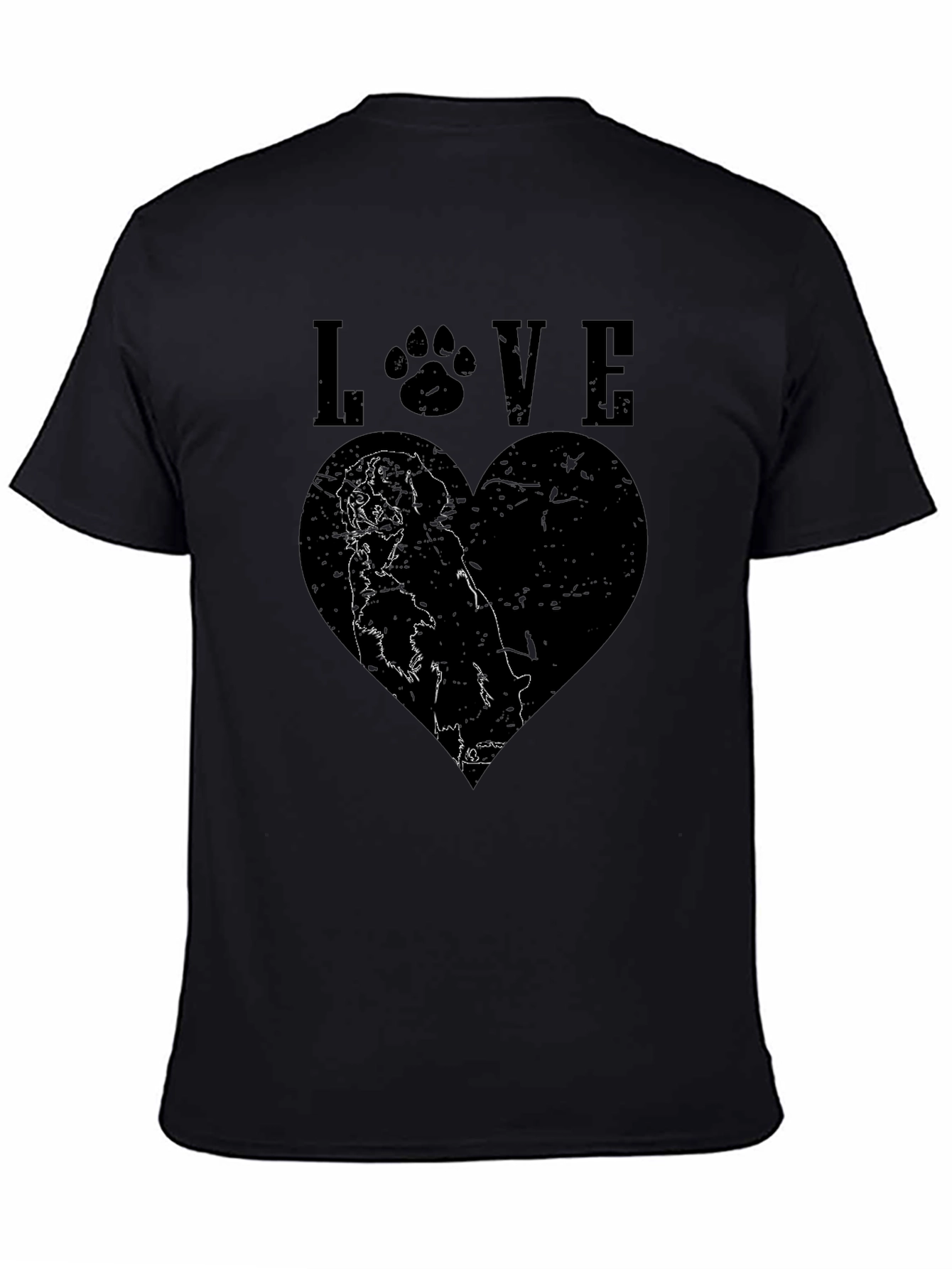 Dog Lover Heart Graphic Black T-Shirt