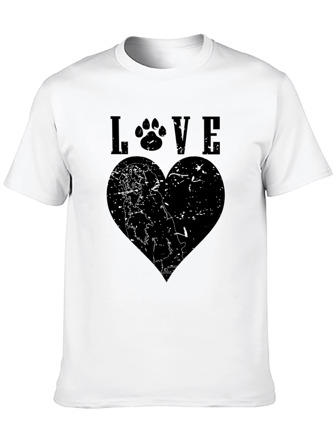 Dog Lover Heart Graphic Black T-Shirt