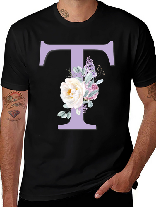 Floral Letter T Graphic Tee