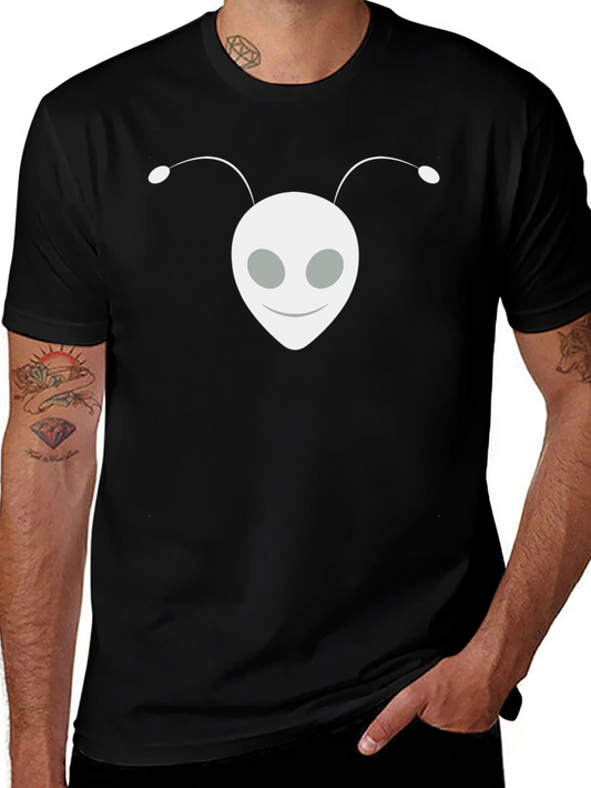 Alien Head Graphic Tee - Black Cotton Blend Shirt