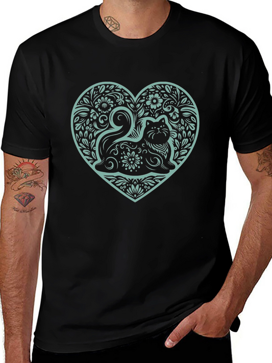 Cat Heart Graphic Tee - Stylish Comfort