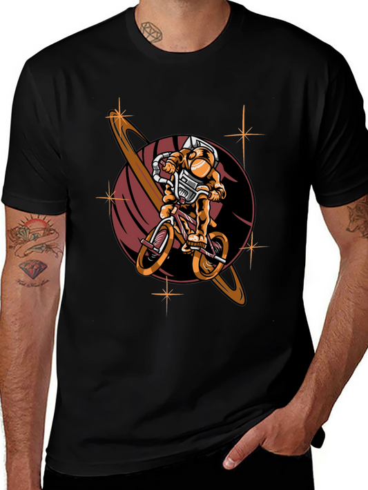 Astronaut Biking T-Shirt - Space Adventure Design