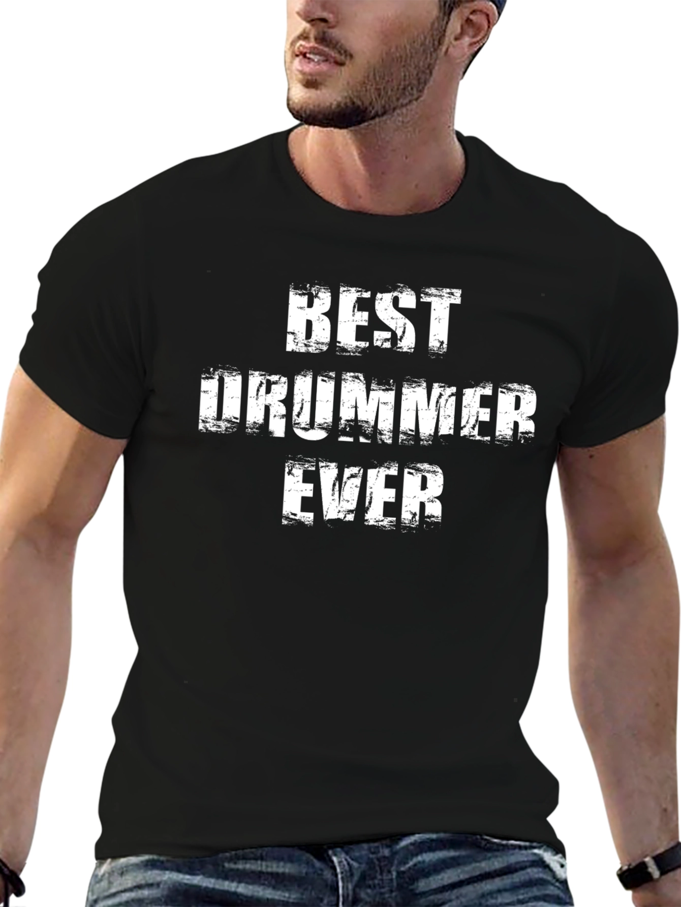 Best Drummer Ever T-Shirt - Black Crew Neck Tee