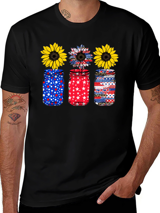 Patriotic Sunflower Jars Graphic T-Shirt