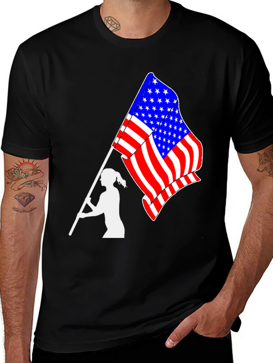 Patriotic American Flag Girl T-Shirt