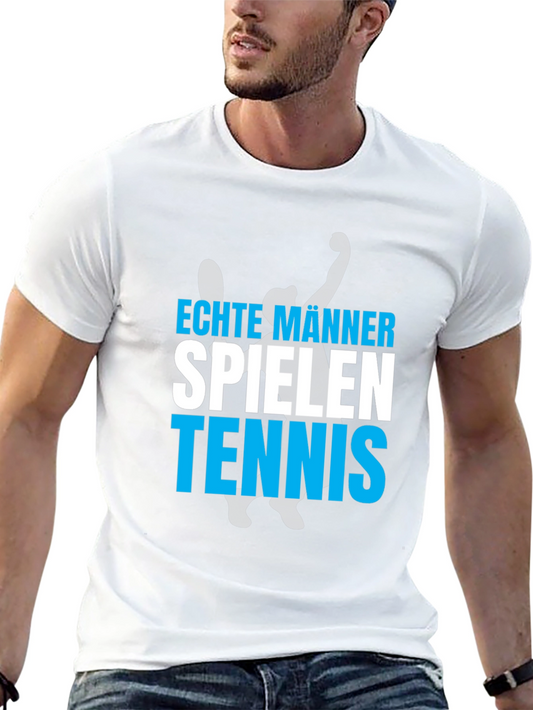 Echte Männer Spielen Tennis Graphic Tee - Black