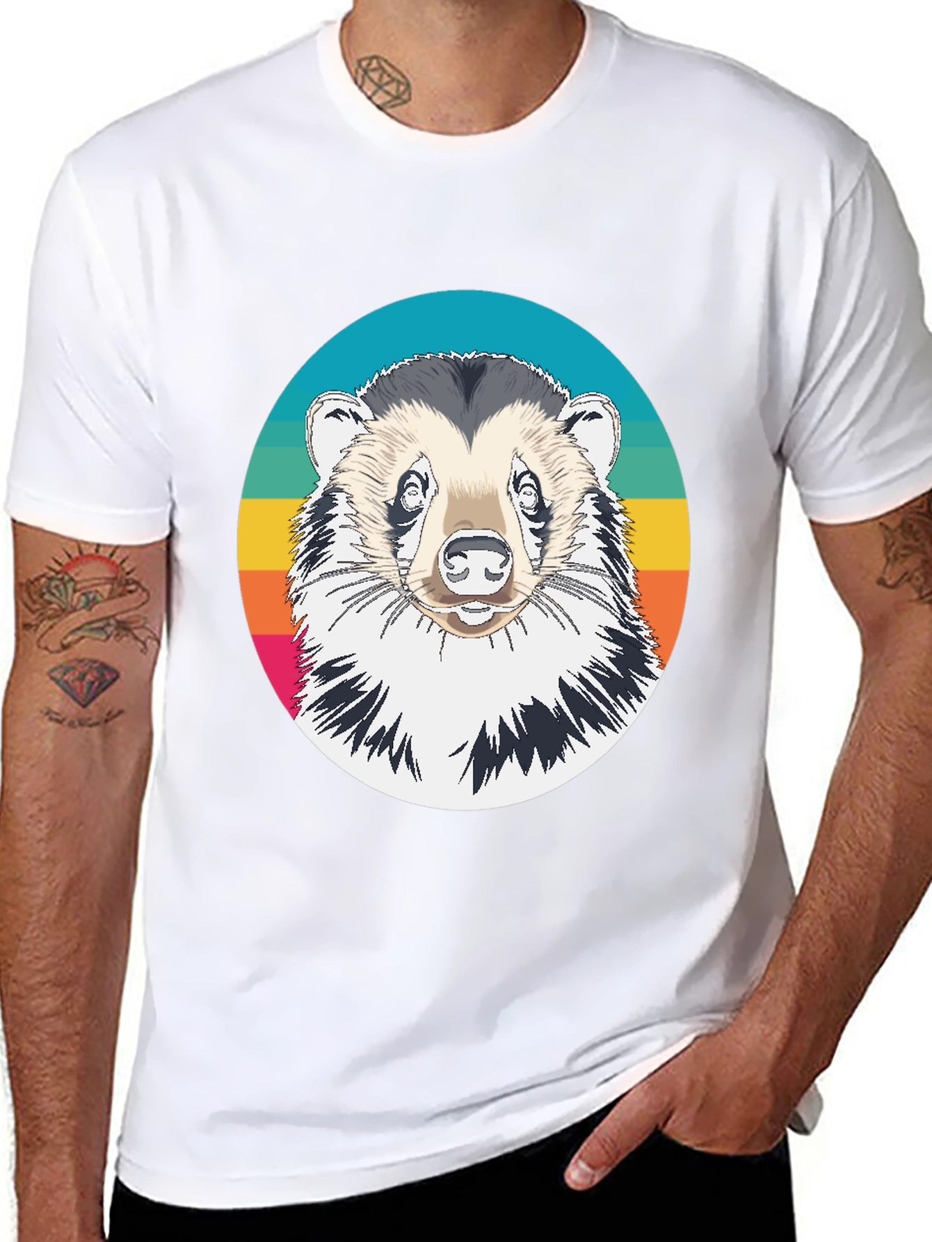 Retro Honey Badger Graphic Tee - Cool Animal Design