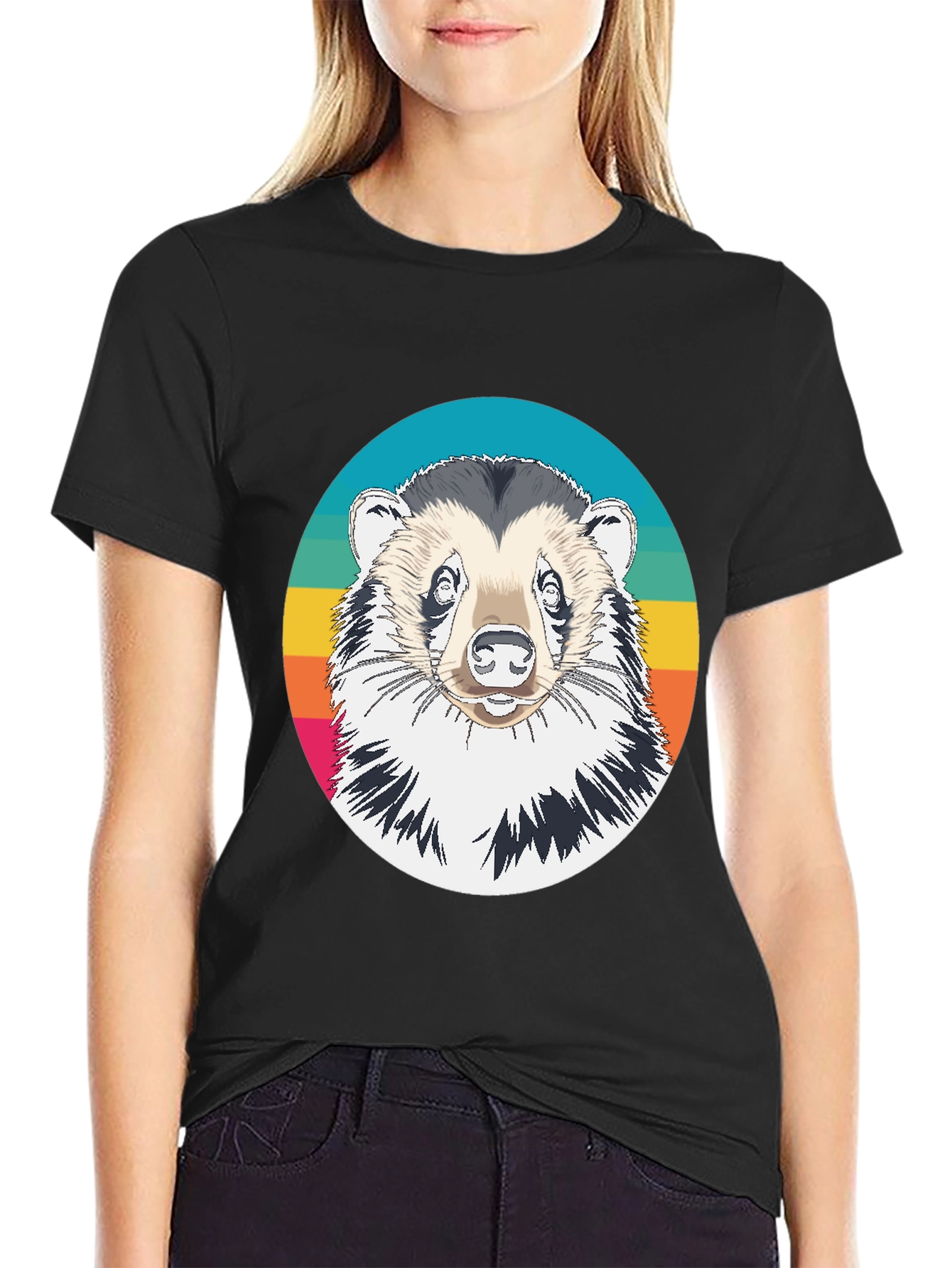Retro Honey Badger Graphic Tee - Cool Animal Design