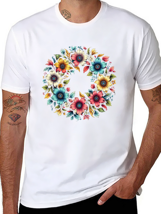 Floral Wreath Graphic Black T-Shirt