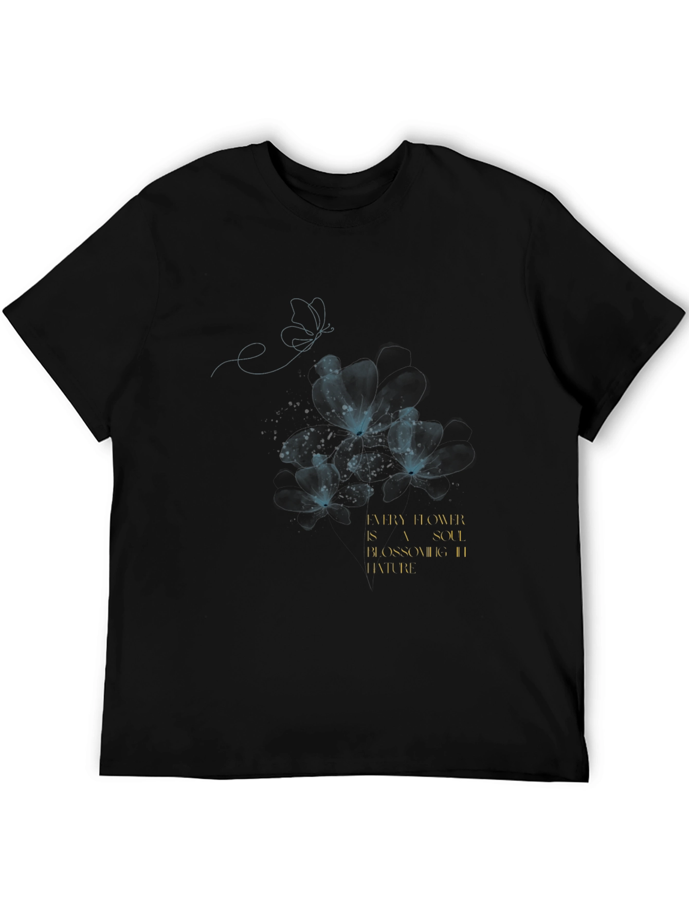 Floral Soulful Black T-Shirt