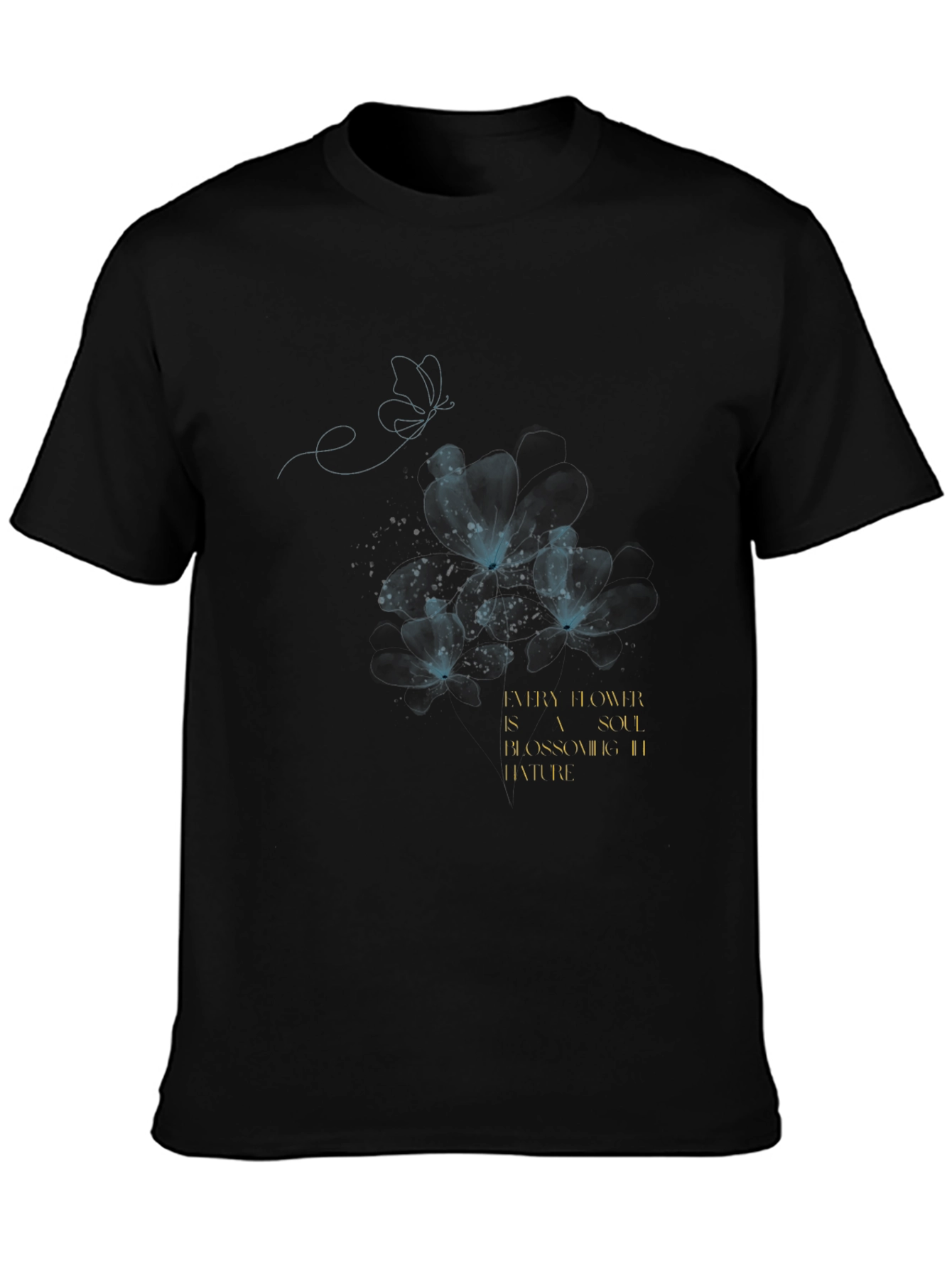Floral Soulful Black T-Shirt