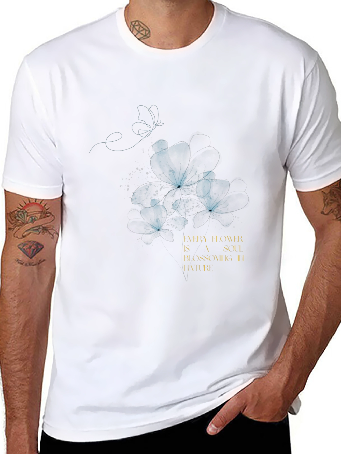 Floral Soulful Black T-Shirt