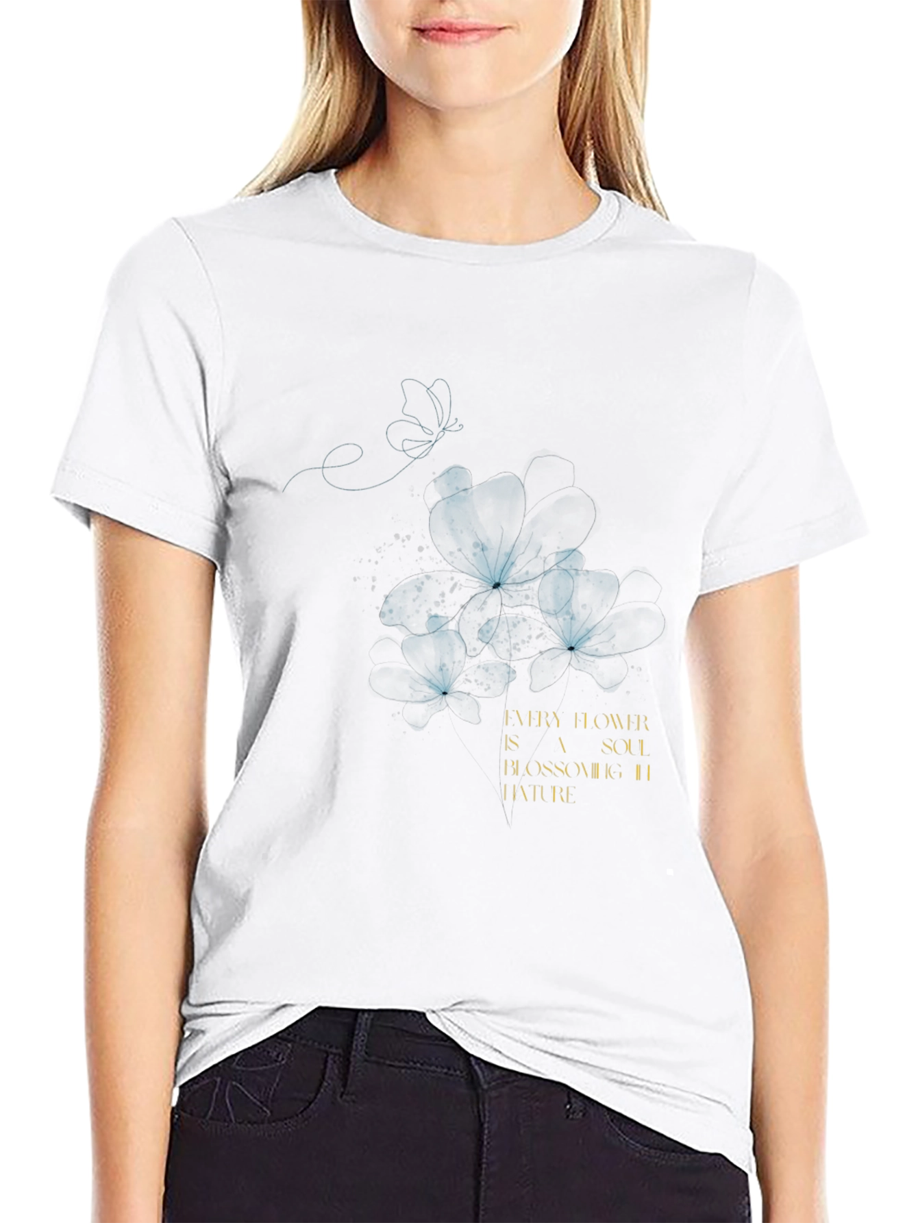 Floral Soulful Black T-Shirt