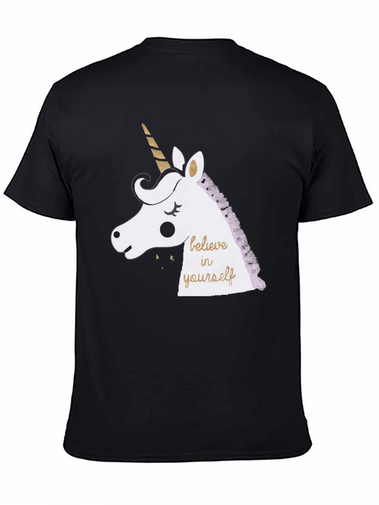 Unicorn Believe Yourself Black T-Shirt