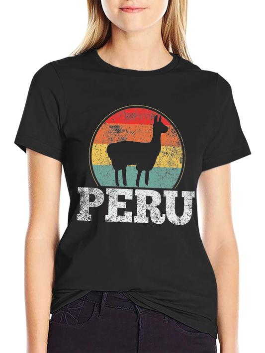 Vintage Peru Llama T-Shirt - Distressed Design