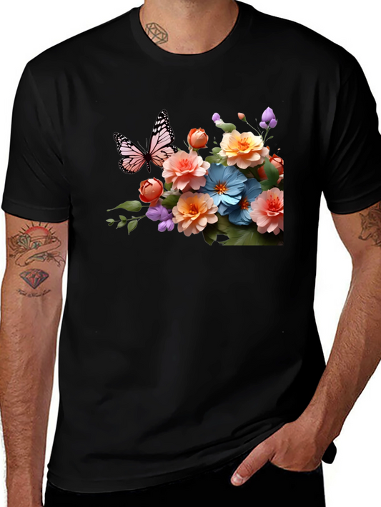 Floral Butterfly Black T-Shirt - Stylish Casual Wear