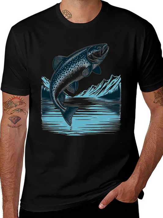 Trout Graphic Tee - Black Cotton T-Shirt