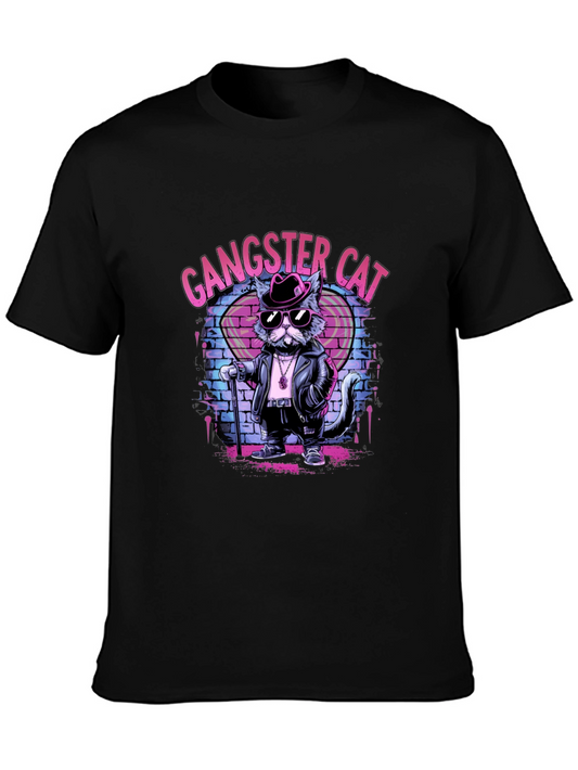 Gangster Cat Graphic T-Shirt - Cool Cat Tee