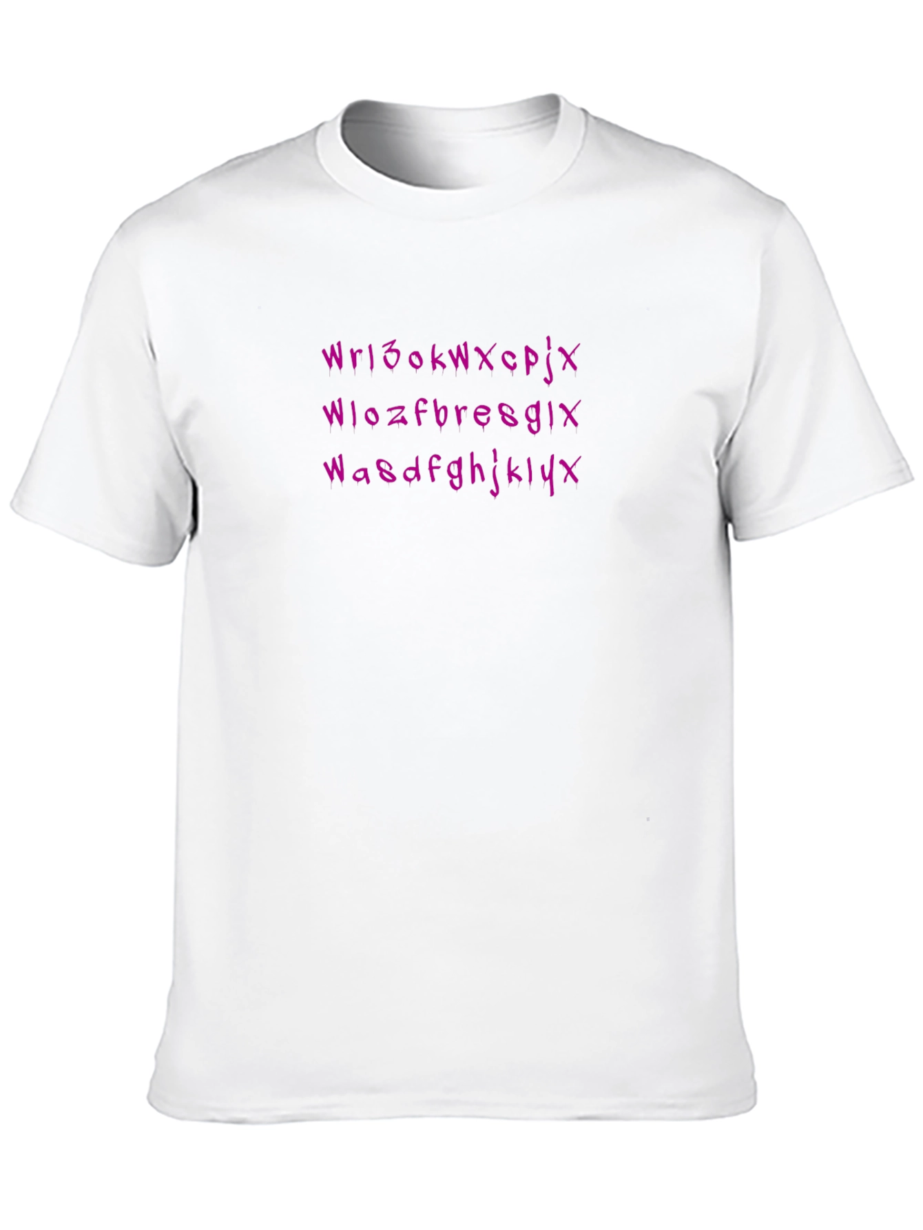 Mens Black T-Shirt with Purple Text