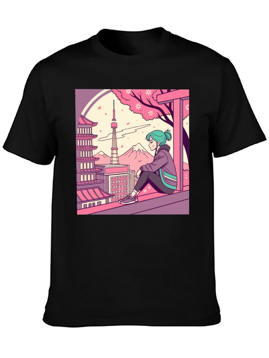 Anime Girl Tokyo Scene Graphic Tee