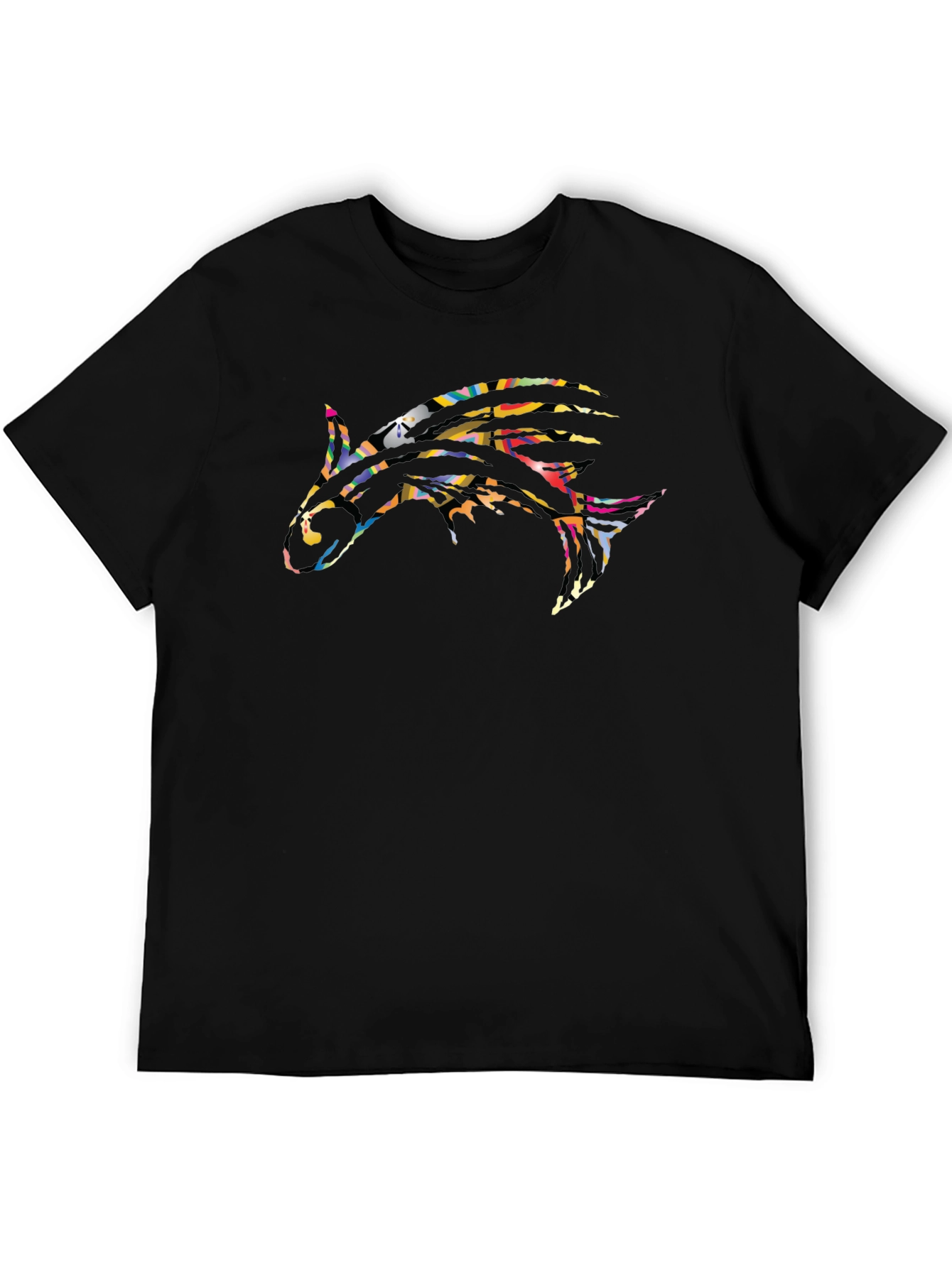 Abstract Shark Graphic Black T-Shirt