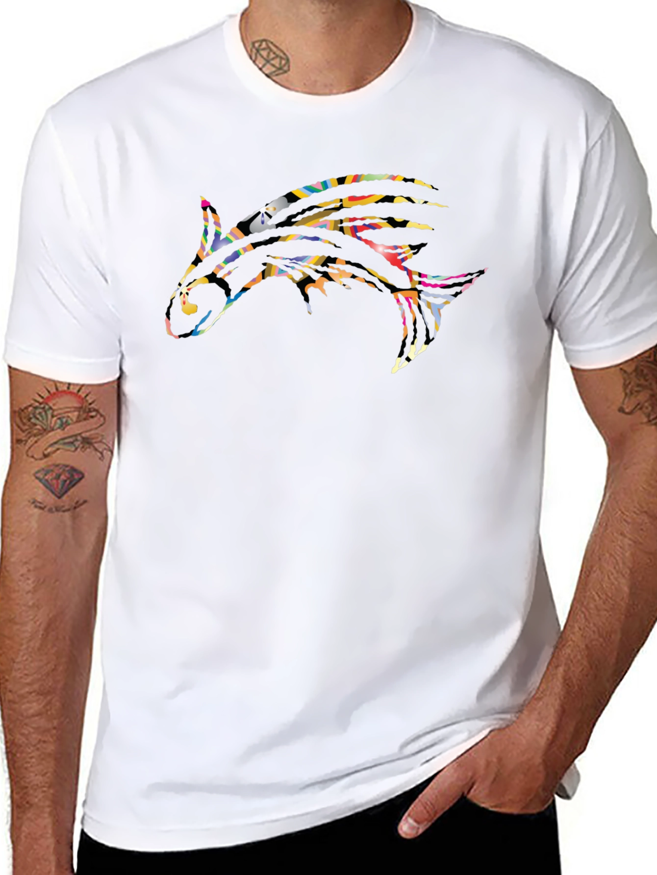 Abstract Shark Graphic Black T-Shirt