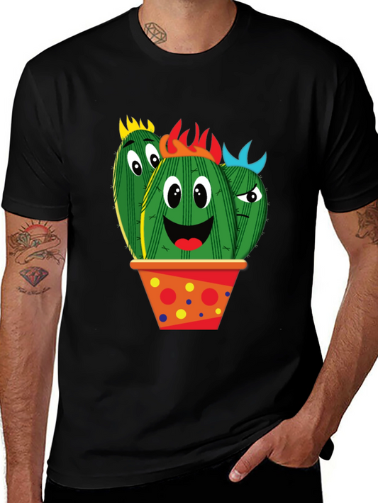 Funny Cactus Graphic T-Shirt - Black Cotton Tee