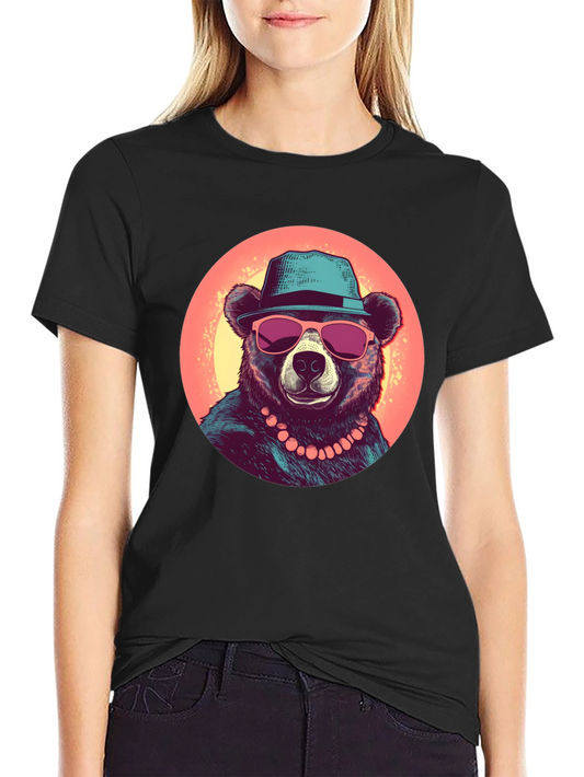 Bear with Hat Graphic Tee - Cool Summer Style
