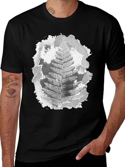 Fern Print Graphic Tee - Stylish Black T-Shirt