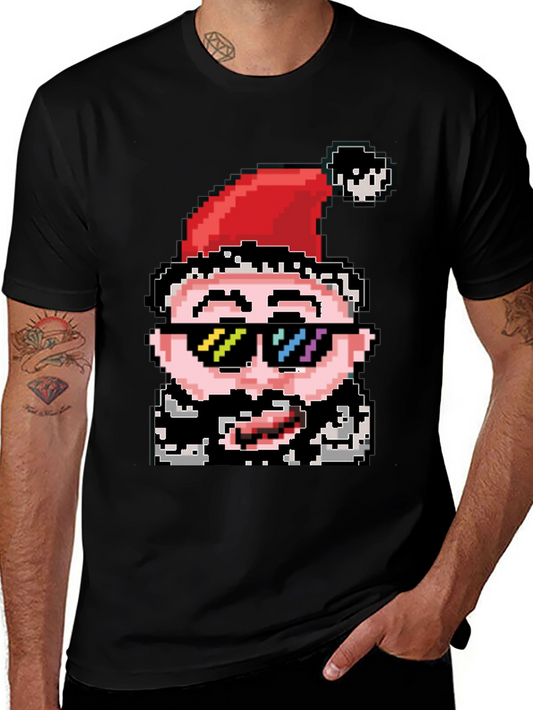 Pixel Santa T-Shirt - Retro Christmas Cool