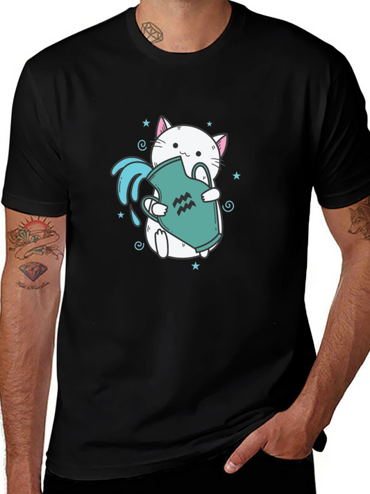 Aquarius Cat Graphic Tee - Zodiac T-Shirt