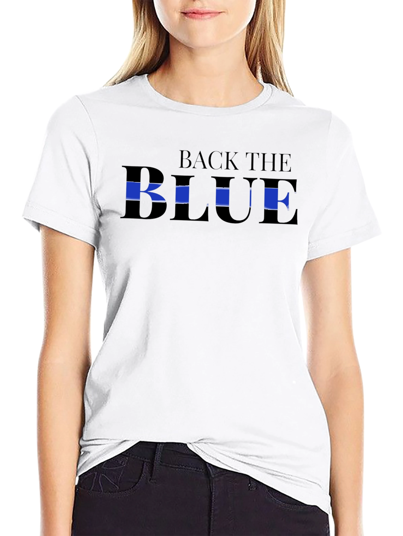 Back The Blue Graphic Tee - Mens Black T-Shirt
