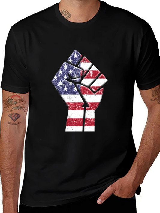 American Flag Fist Graphic Tee - Patriotic Design